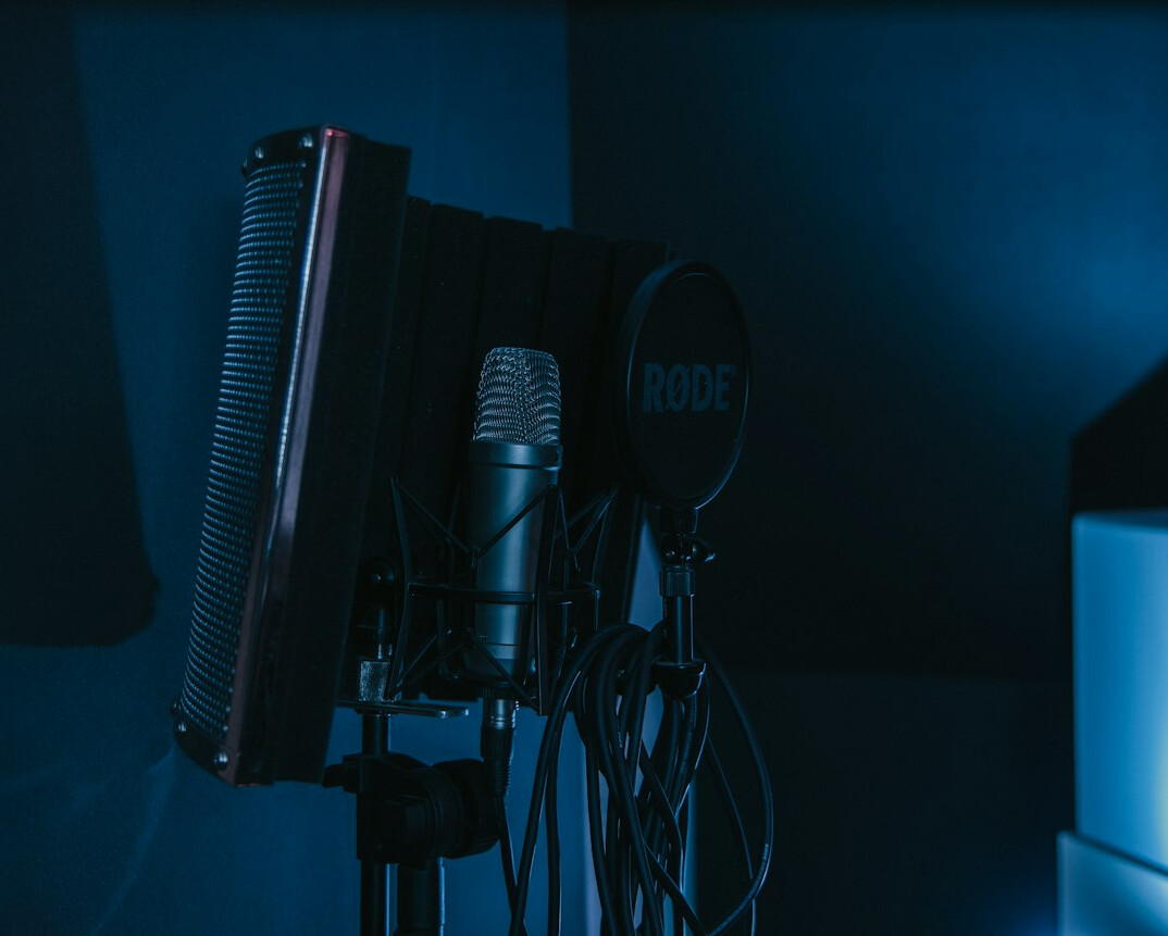 close up microphone in studio