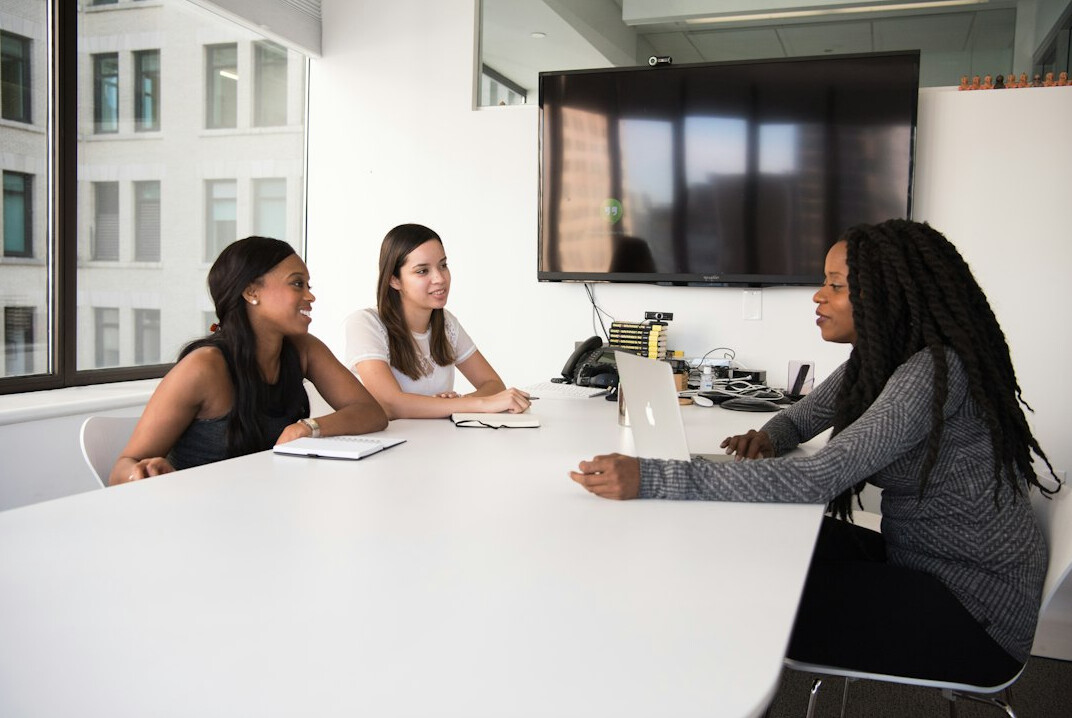 woman sharing story in interview